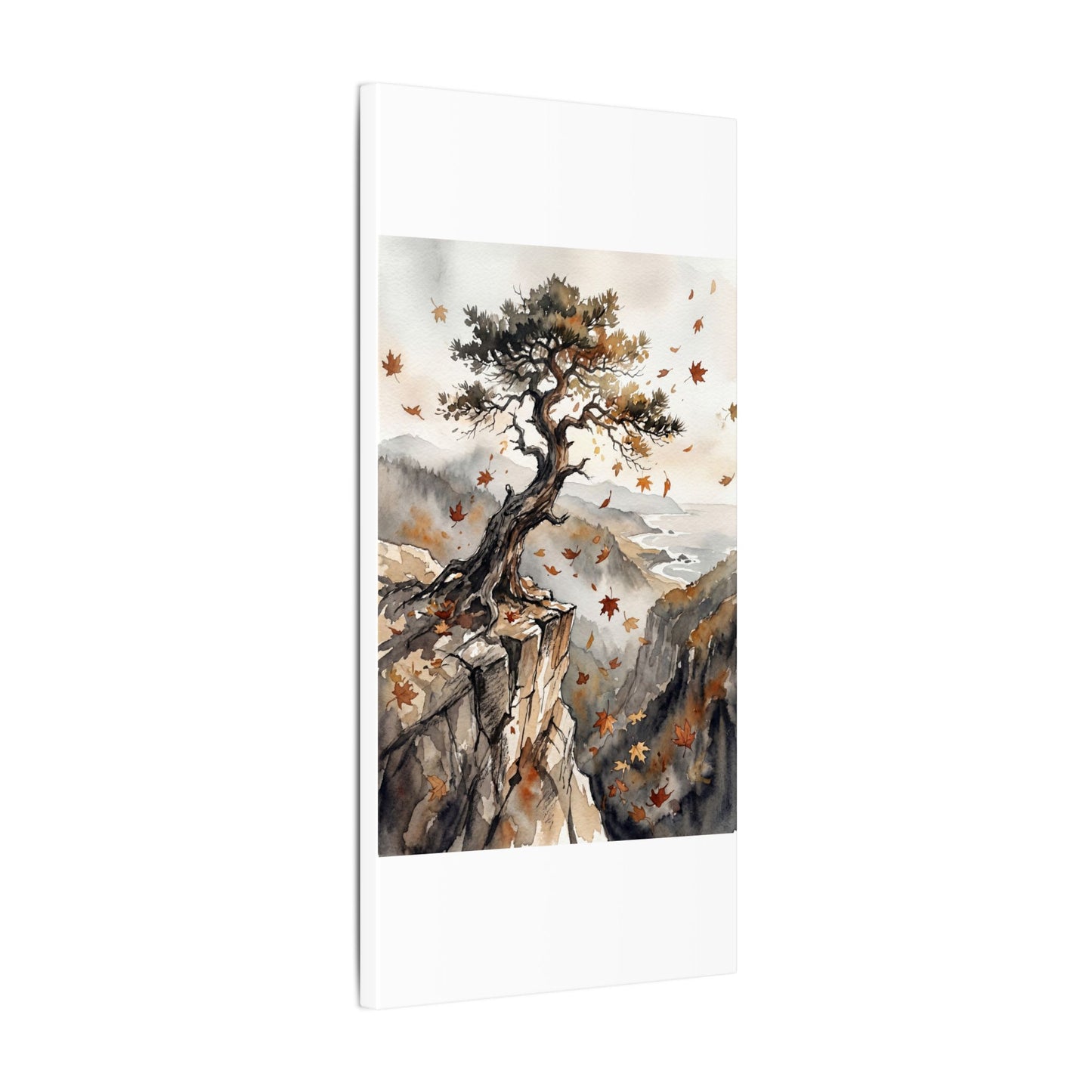 Autumn Pine Tree Watercolor Canvas Art | Warm Decor