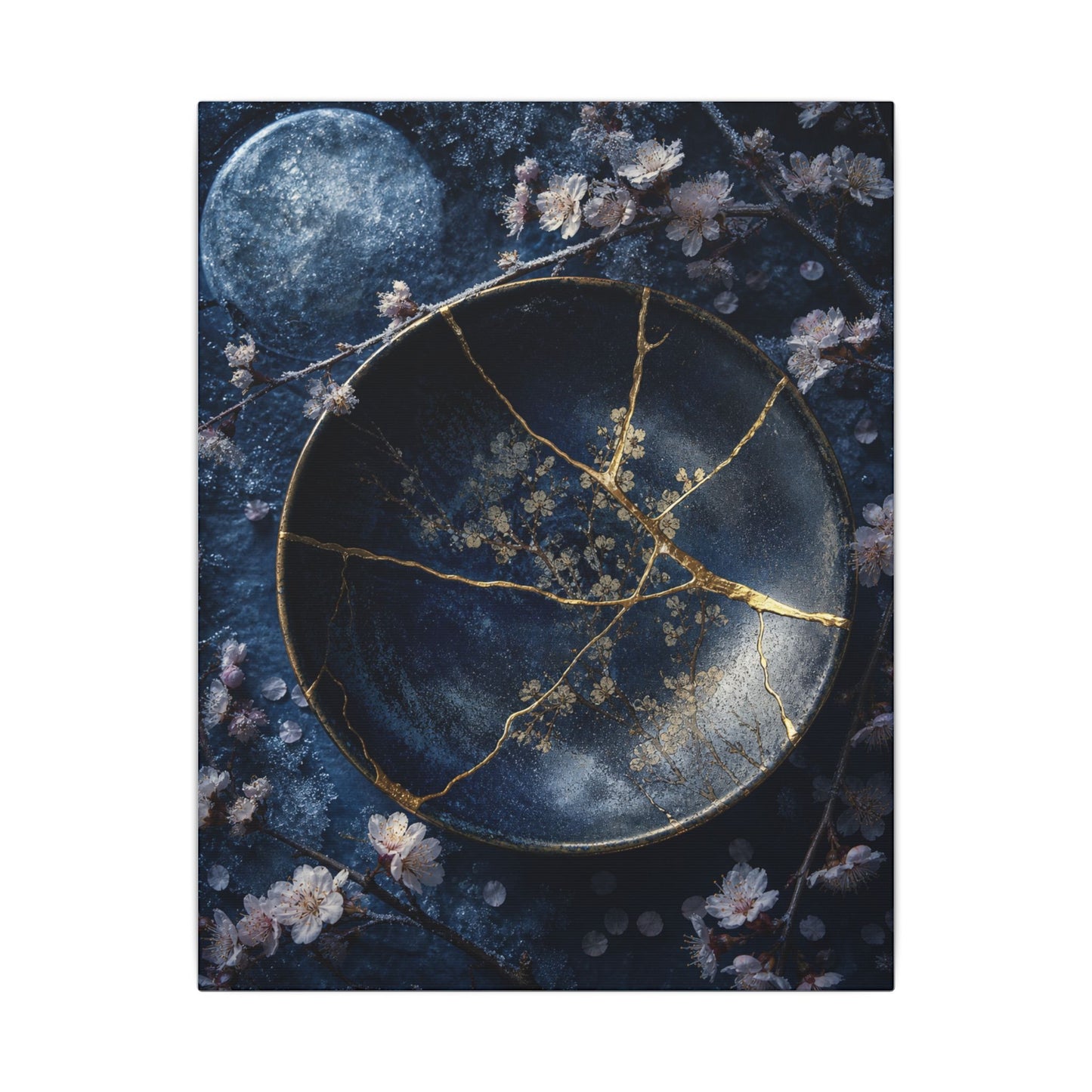 Cherry Blossom Winter Canvas Art | Kintsugi Philosophical Design