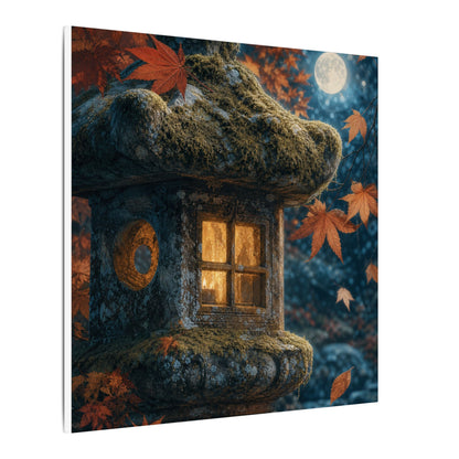 Autumn Stone Lantern Forest Whimsy Canvas Art | Earthy Decor