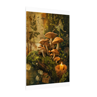 Spring Wild Mushrooms Herbarium Canvas Art | Earthy Decor