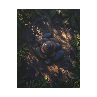 Ma River Stones Canvas Art - Dark Japandi Dark Texture