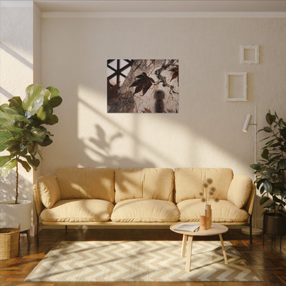 Shoji Screen Autumn Canvas Art | Dark Japandi Atmospheric Design