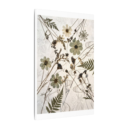 Japandi Dried Flowers in Golden Hour | Japanese Pattern Canvas Art