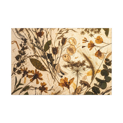 Dried Flowers Summer Canvas Art | Japandi Neutral Design