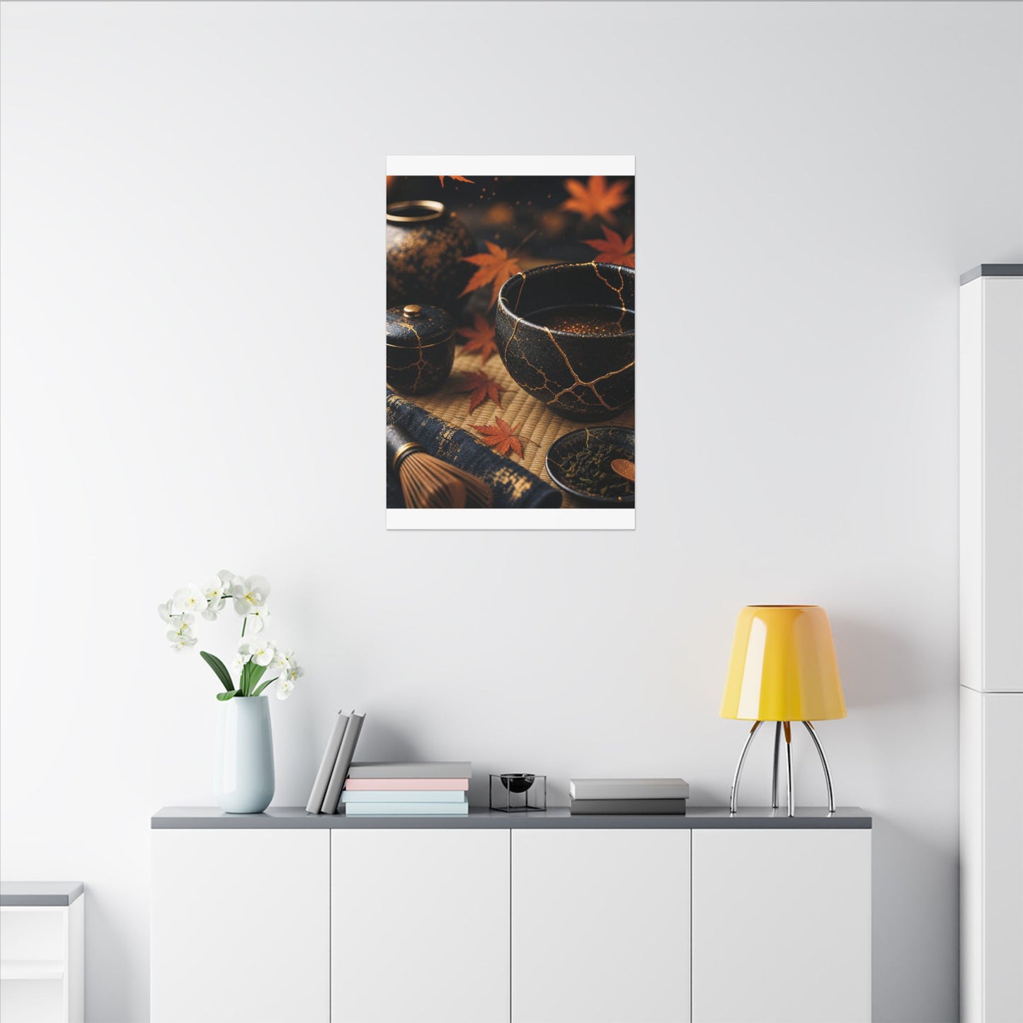 Seijaku Tea Ceremony Canvas Art - Kintsugi Gold Repair