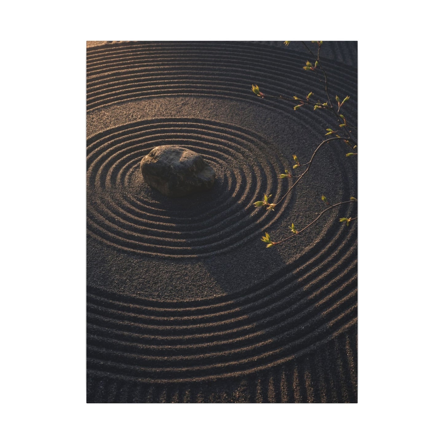 Rock Garden Shadow Zen Canvas Art | Bold Dark Japandi Art