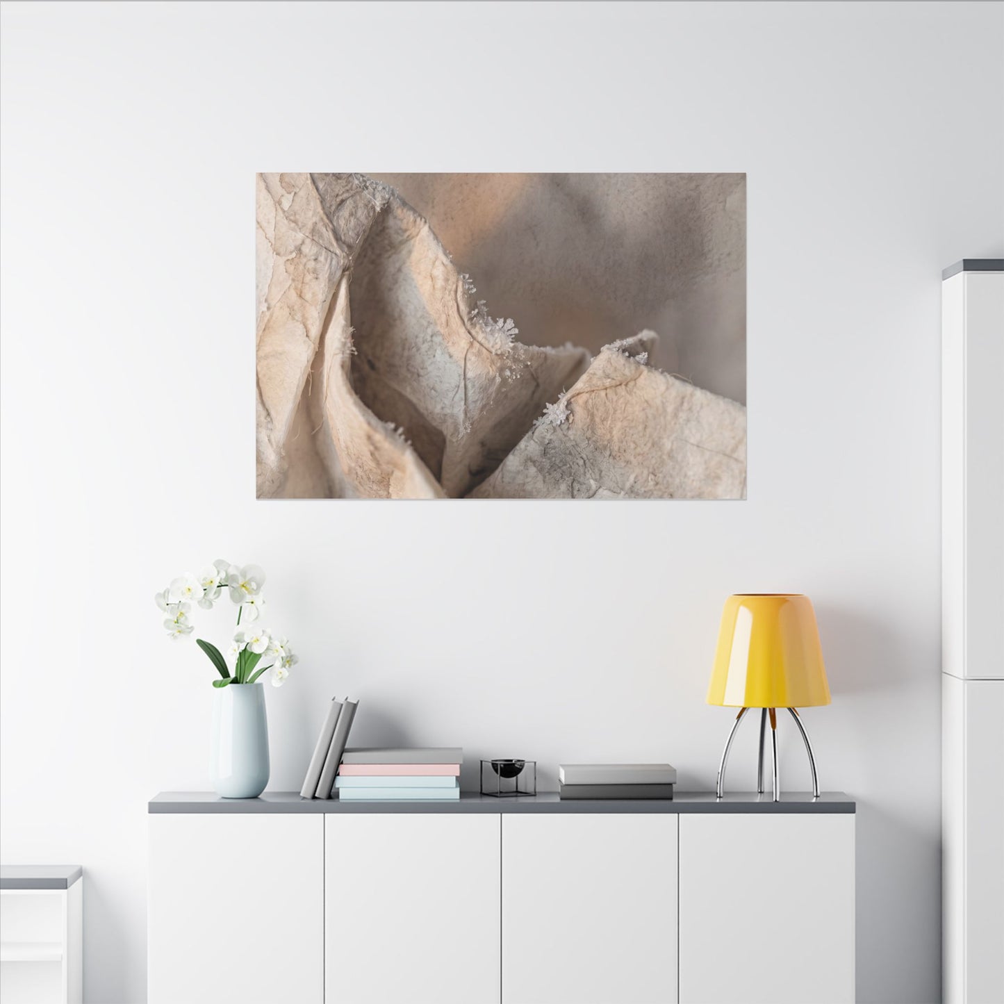 Japandi Paper Fold in Candlelight | Watercolor Canvas Art