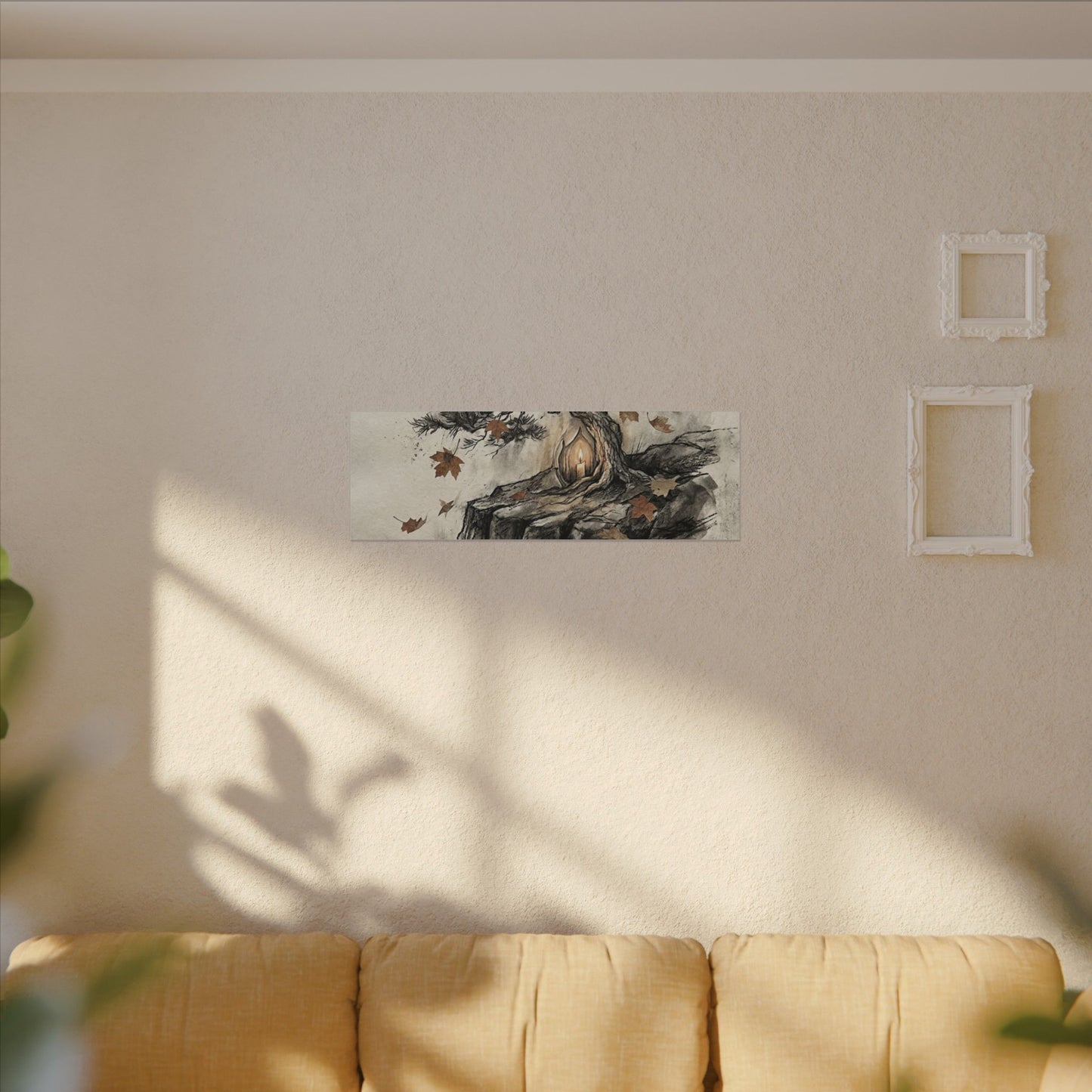 Pine Tree Autumn Canvas Art | Japandi Earthy Design