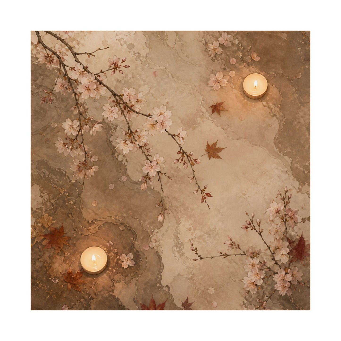 Cherry Blossom Autumn Wall Art Print | Japandi Cozy Design