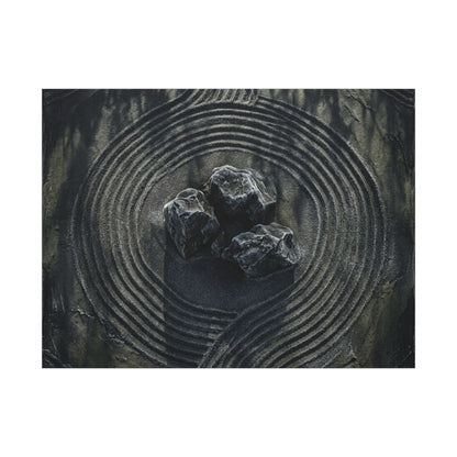 Moody Rock Garden Canvas Art - Dark Texture Dark Japandi