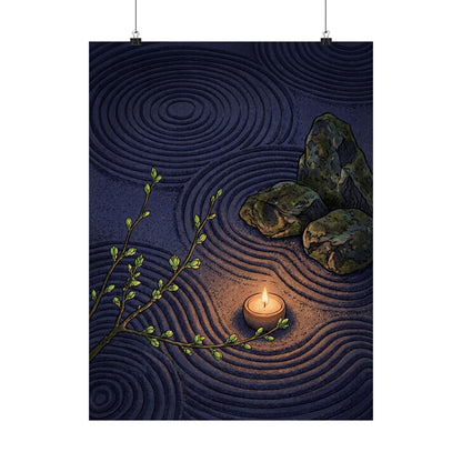 Rock Garden Wall Art Print | Spring Zen Ukiyo E Inspired Art