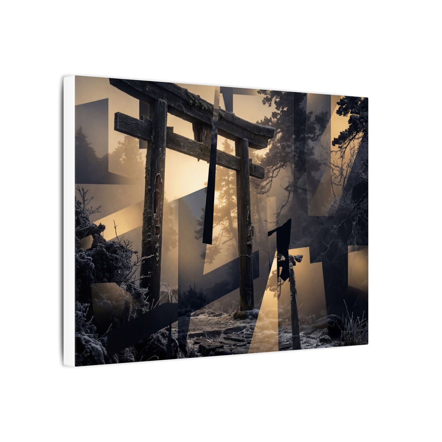 Winter Torii Gate Moody Minimal Canvas Art | Bold Decor