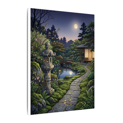 Spring Moonlit Garden Gold Vein Canvas Art | Resilient Decor