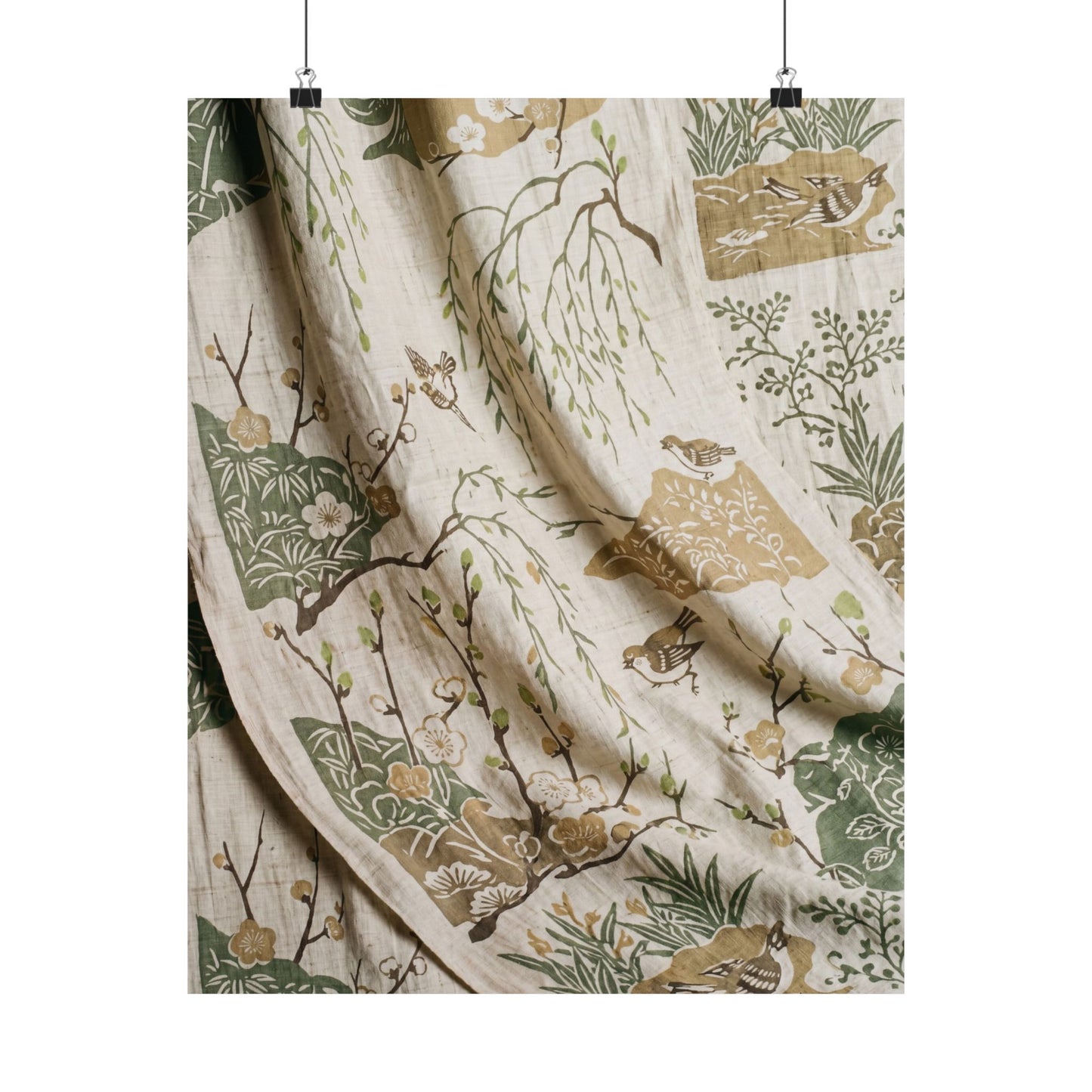 Silk Drape Japanese Pattern Wall Art Print | Neutral Japandi Art