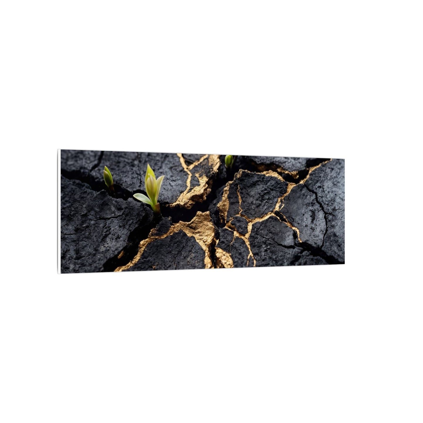 Ma Cracked Earth Canvas Art - Dark Japandi Charcoal Ink