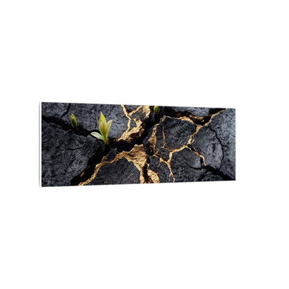 Ma Cracked Earth Canvas Art - Dark Japandi Charcoal Ink