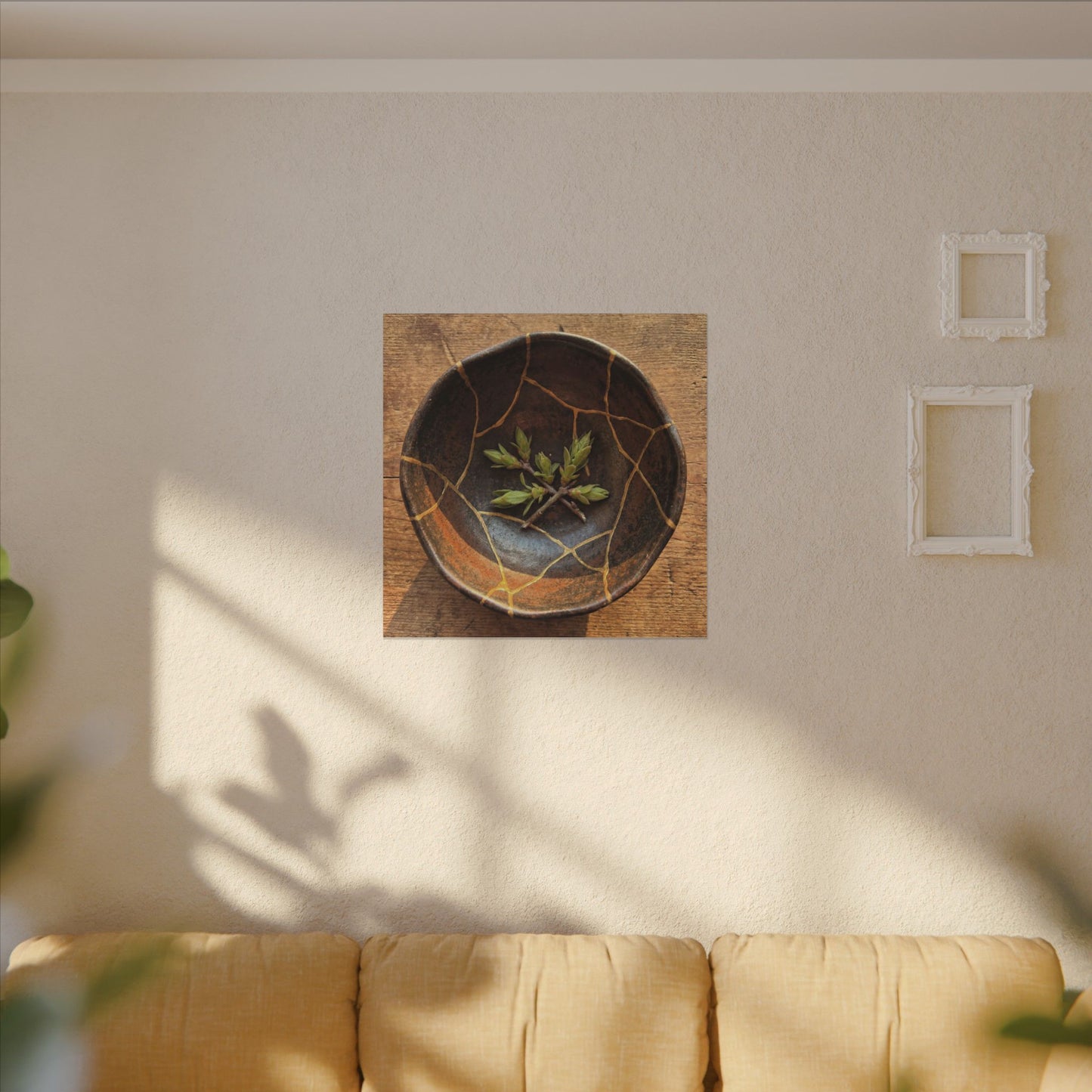 Ceramic Bowl Gold Repair Canvas Art | Resilient Kintsugi Art
