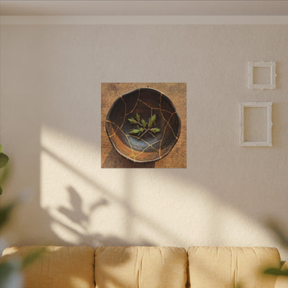 Ceramic Bowl Gold Repair Canvas Art | Resilient Kintsugi Art