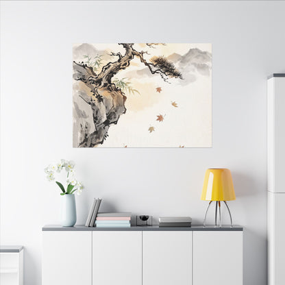 Peaceful Pine Tree Canvas Art - Sumi E Zen