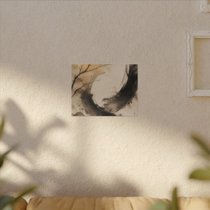 Japandi Ink Brushstroke in Golden Hour | Watercolor Canvas Art