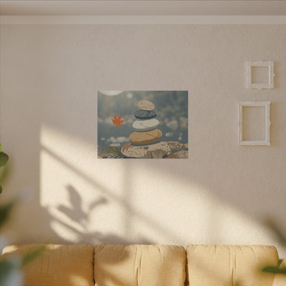 Warm River Stones Canvas Art - Japanese Pattern Japandi