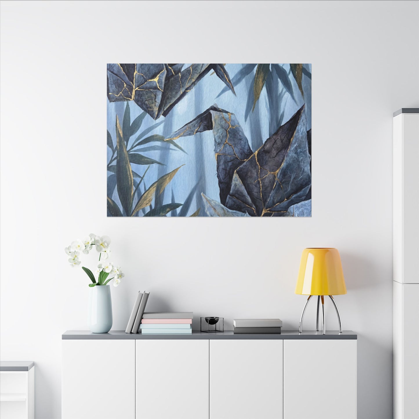 Paper Fold Canvas Art | Summer Kintsugi Crackle Gold Art