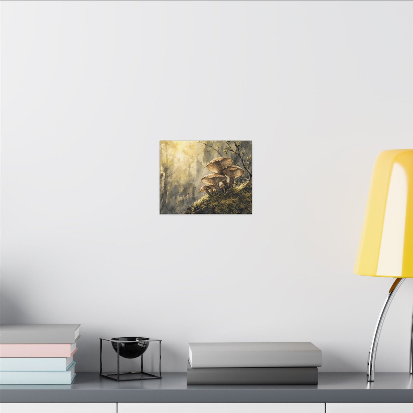 Wild Mushrooms Canvas Art | Spring Japandi Watercolor Art