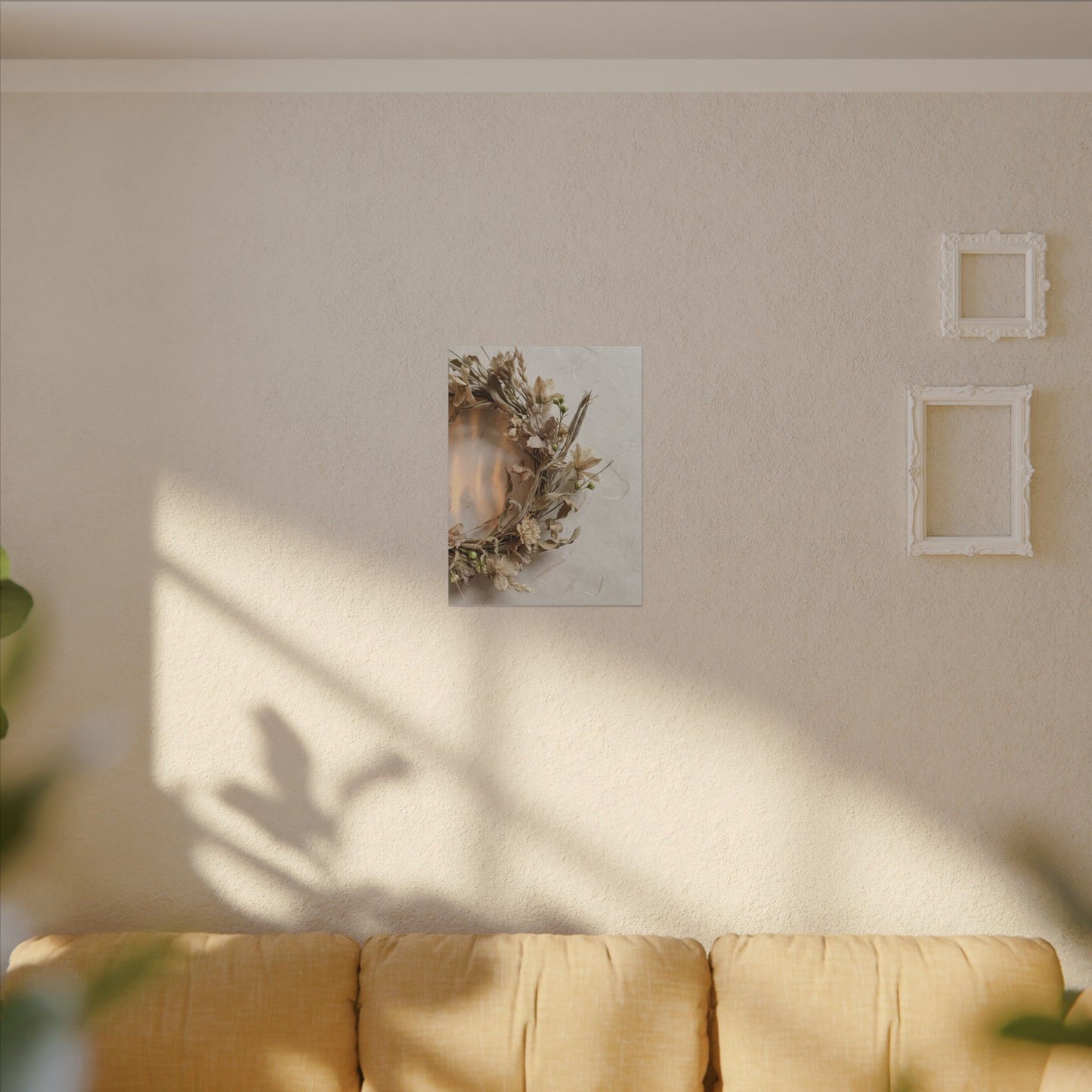 Dried Flowers Japanese Pattern Canvas Art | Neutral Japandi Art