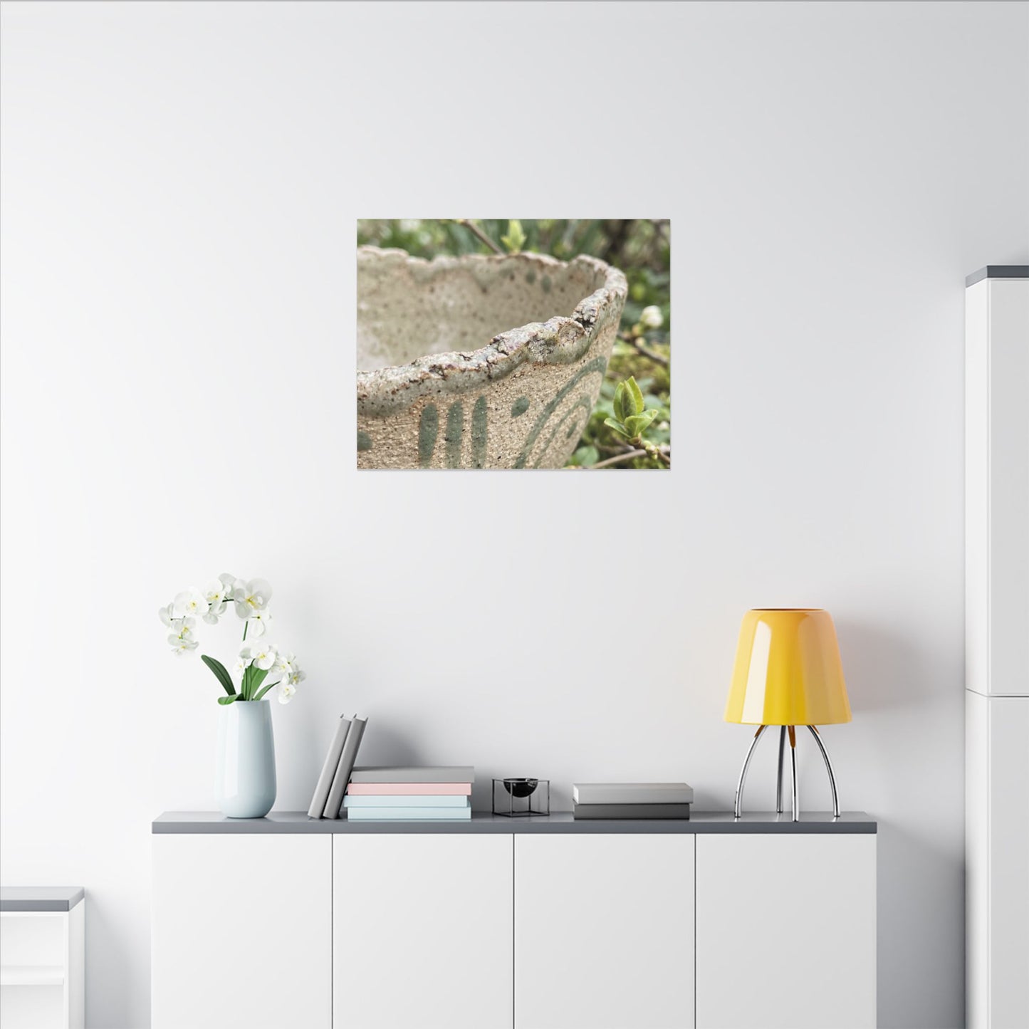 Elegant Ceramic Bowl Canvas Art - Japanese Pattern Japandi