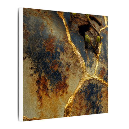 Datsuzoku Rust Patina Canvas Art - Kintsugi Crackle Gold