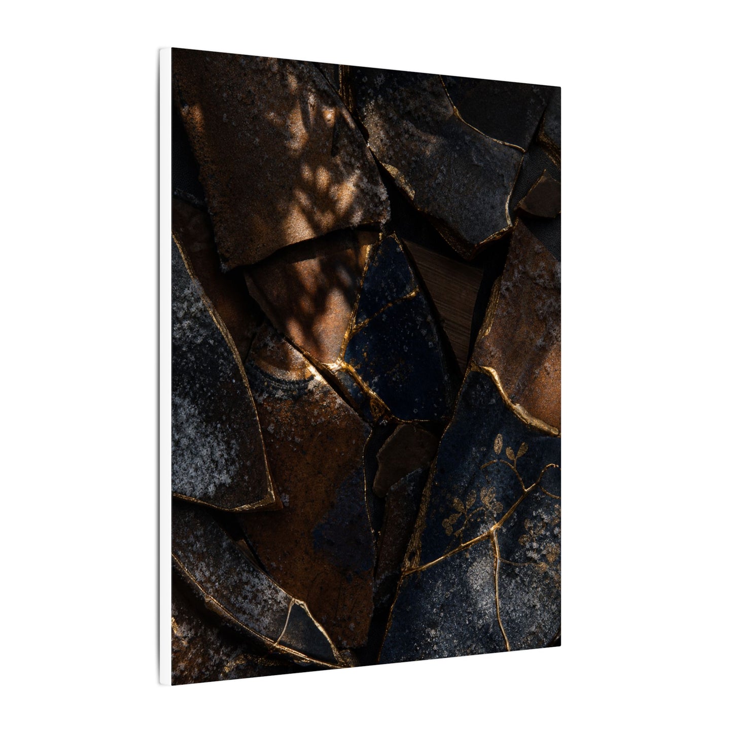 Fukinsei Broken Pottery Canvas Art - Dark Japandi Dark Texture