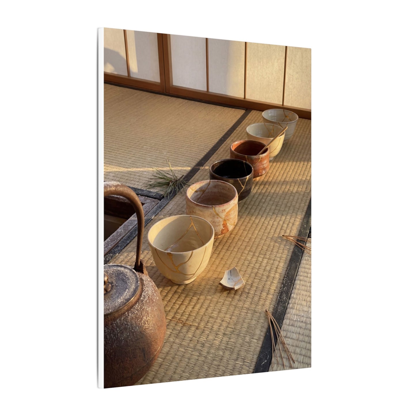 Kintsugi Tea Ceremony in Golden Hour | Gold Repair Canvas Art