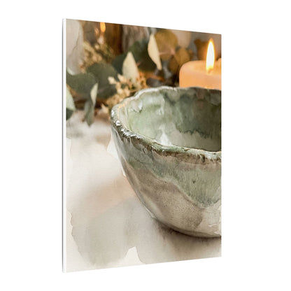 Ceramic Bowl Canvas Art | Summer Japandi Watercolor Art