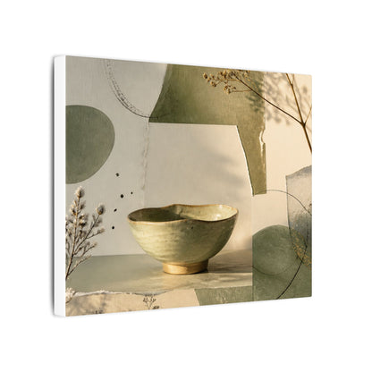 Warm Ceramic Bowl Canvas Art - Minimal Line Japandi