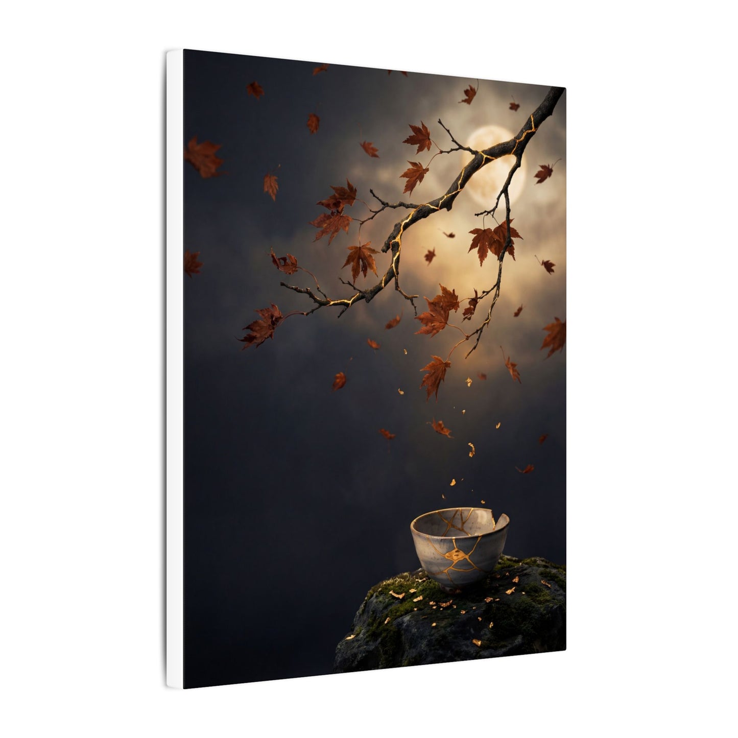 Moonlit Garden Gold Repair Canvas Art | Beautiful Kintsugi Art