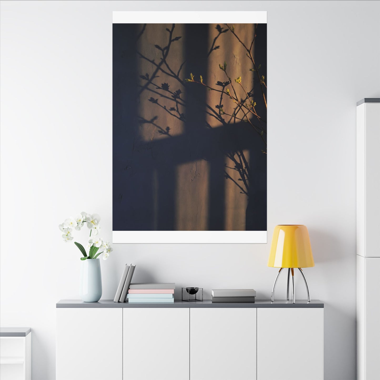 Shadow Play Canvas Art | Spring Dark Japandi Shadow Zen Art