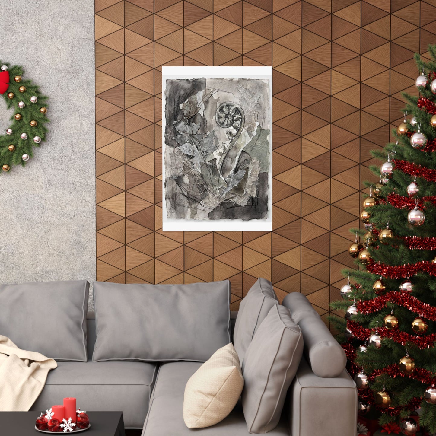 Mono No Aware Fern Unfurling Wall Art Print - Japandi Texture
