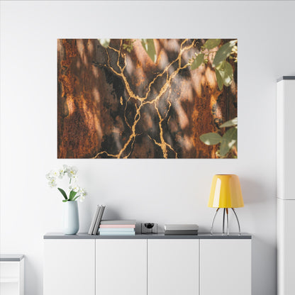 Kanso Rust Patina Canvas Art - Kintsugi Gold Vein
