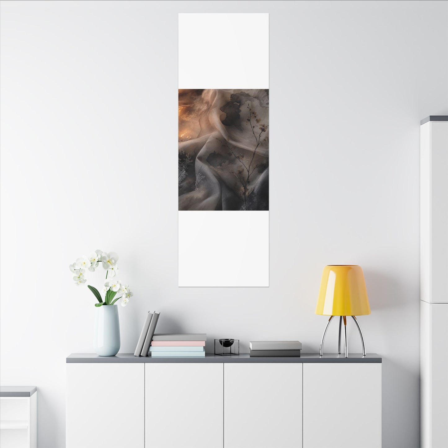 Japandi Silk Drape in Candlelight | Watercolor Canvas Art