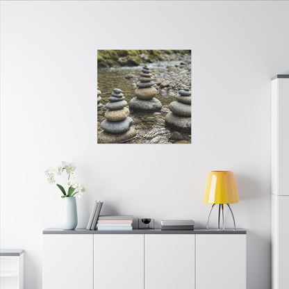 Zen River Stones in Dawn | Karesansui Canvas Art