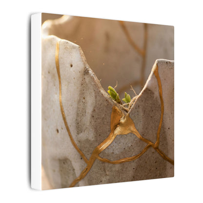 Golden Hour Broken Pottery Canvas Art - Japandi Kanso