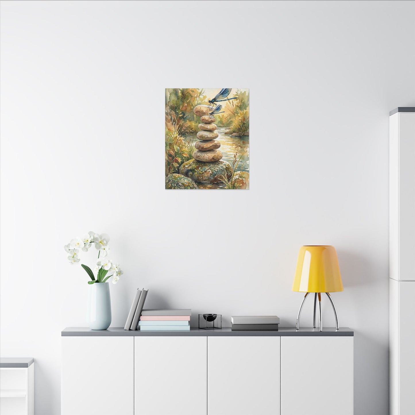 River Stones Summer Canvas Art | Japandi Cozy Design