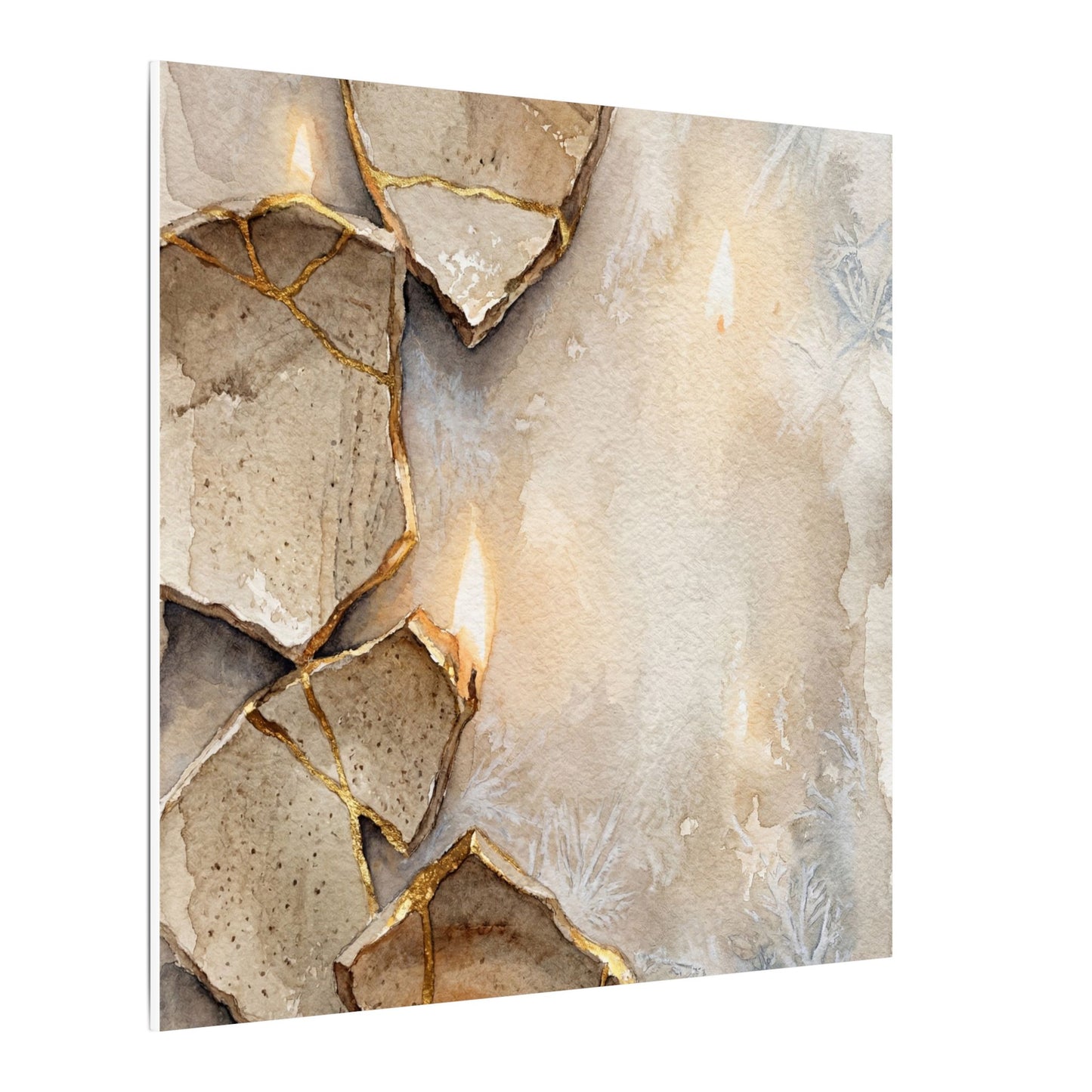 Broken Pottery Winter Canvas Art | Japandi Warm Design