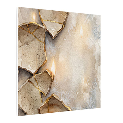 Broken Pottery Winter Canvas Art | Japandi Warm Design