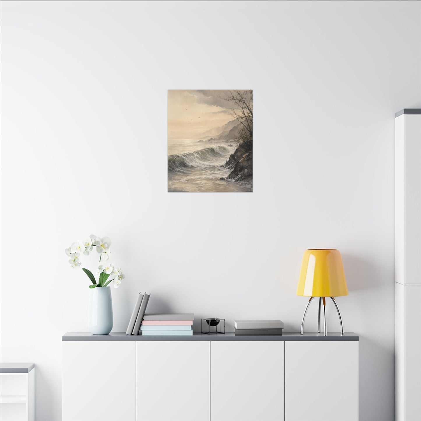 Ocean Wave Spring Canvas Art | Japandi Elegant Design