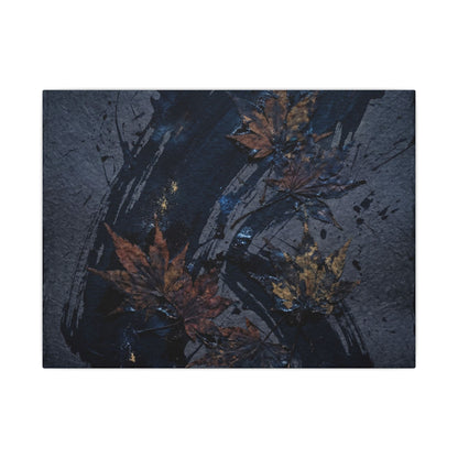 Sophisticated Ink Brushstroke Canvas Art - Dark Texture Dark Japandi Art Print