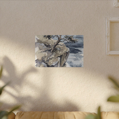 Pine Tree Canvas Art | Winter Japandi Watercolor Art