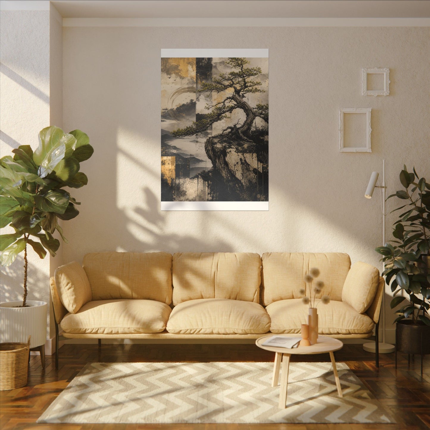 Golden Hour Pine Tree Canvas Art - Japandi Datsuzoku