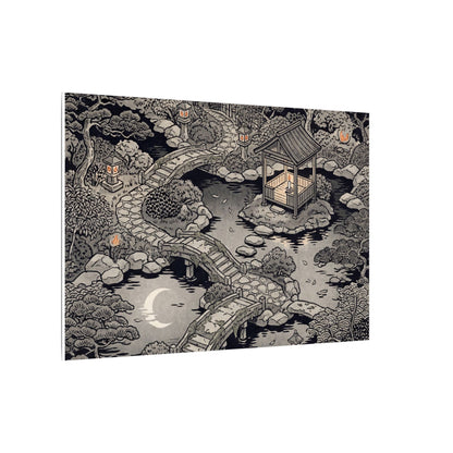 Moonlit Garden Ukiyo E Inspired Canvas Art | Serene Zen Art