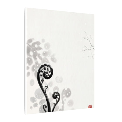 Winter Fern Unfurling Ukiyo E Inspired Canvas Art | Peaceful Decor